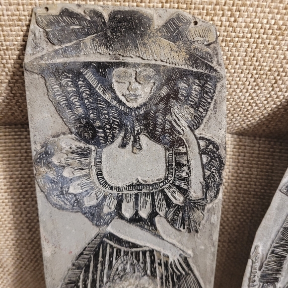 Antique Metal Printing Church Door Finger Plates Set of 2 Signed Medieval 15th C - Picture 3 of 9